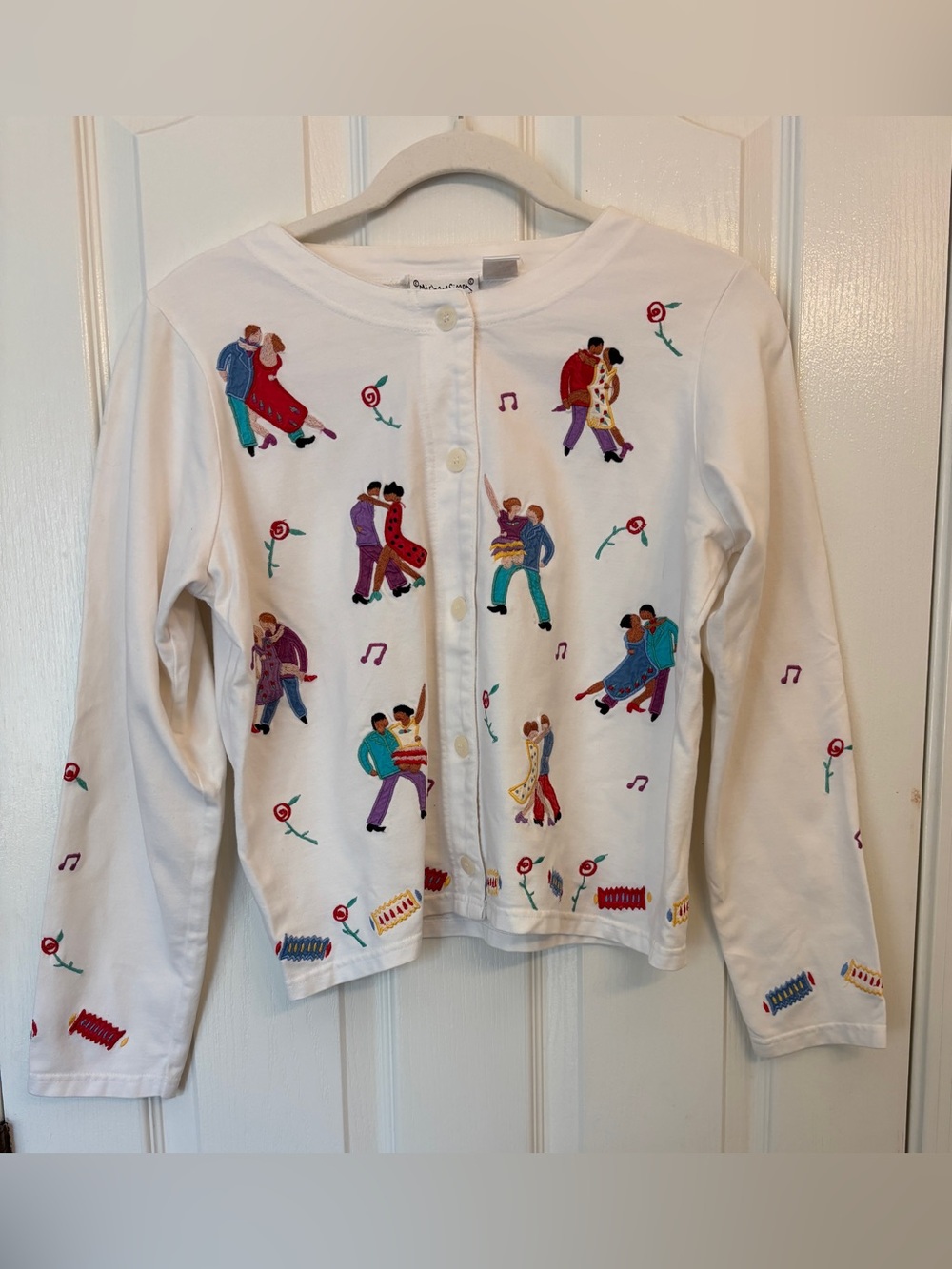 Michael Simon Vintage Whimsical Ballroom Dancers Top ~ Women’s Small